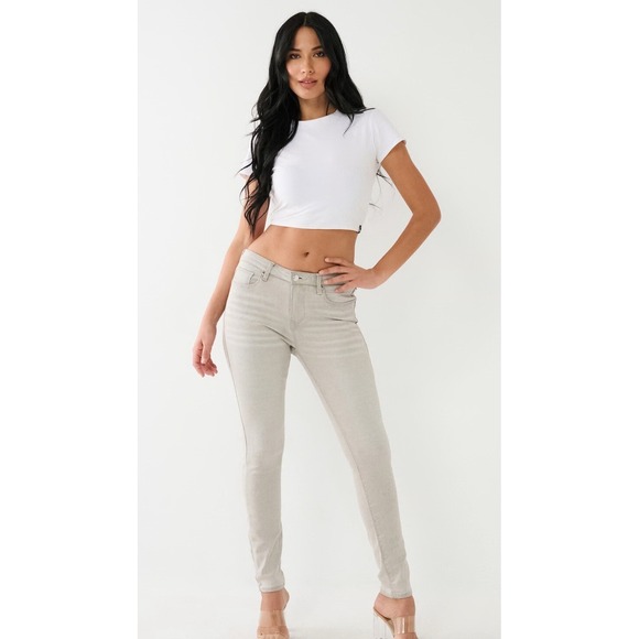 True Religion Women's Size 38 Grey Jennie Curvy Mid-Rise Super Skinny Jeans NWT